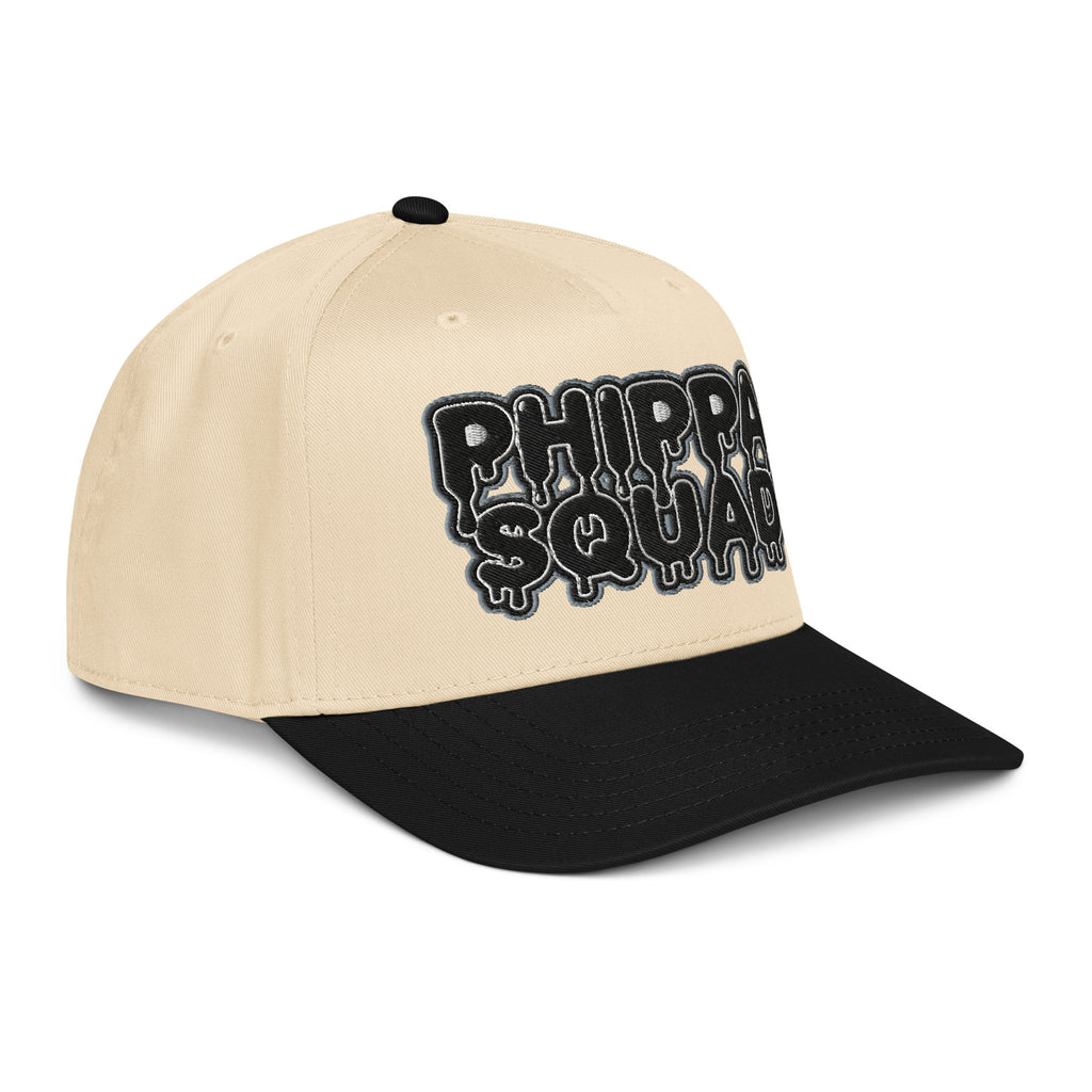Black Phippa Squad snapback cap detail, embroidered streetwear hat