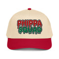 Red Phippa Squad 5-panel snapback cap, bold hip hop streetwear hat