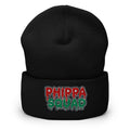 Black Phippa Squad cuffed beanie, unisex streetwear winter accessory