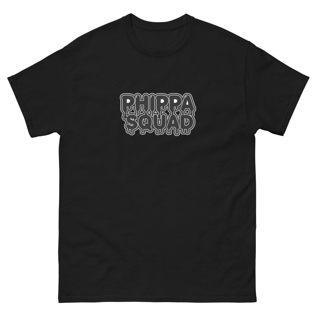 Black Phippa Squad classic unisex tee front view, 100% cotton hip hop streetwear