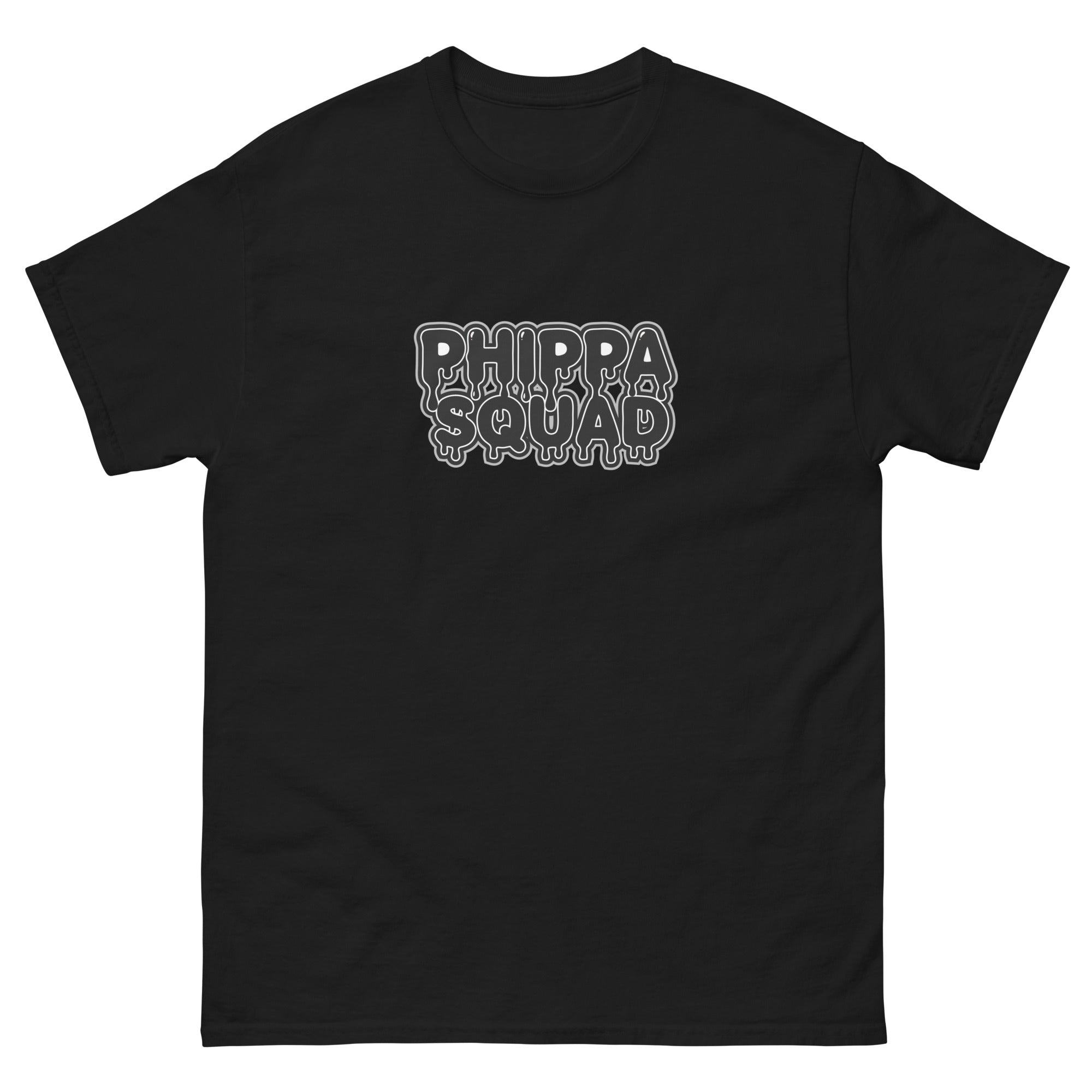 Black Phippa Squad classic unisex tee front view, 100% cotton hip hop streetwear
