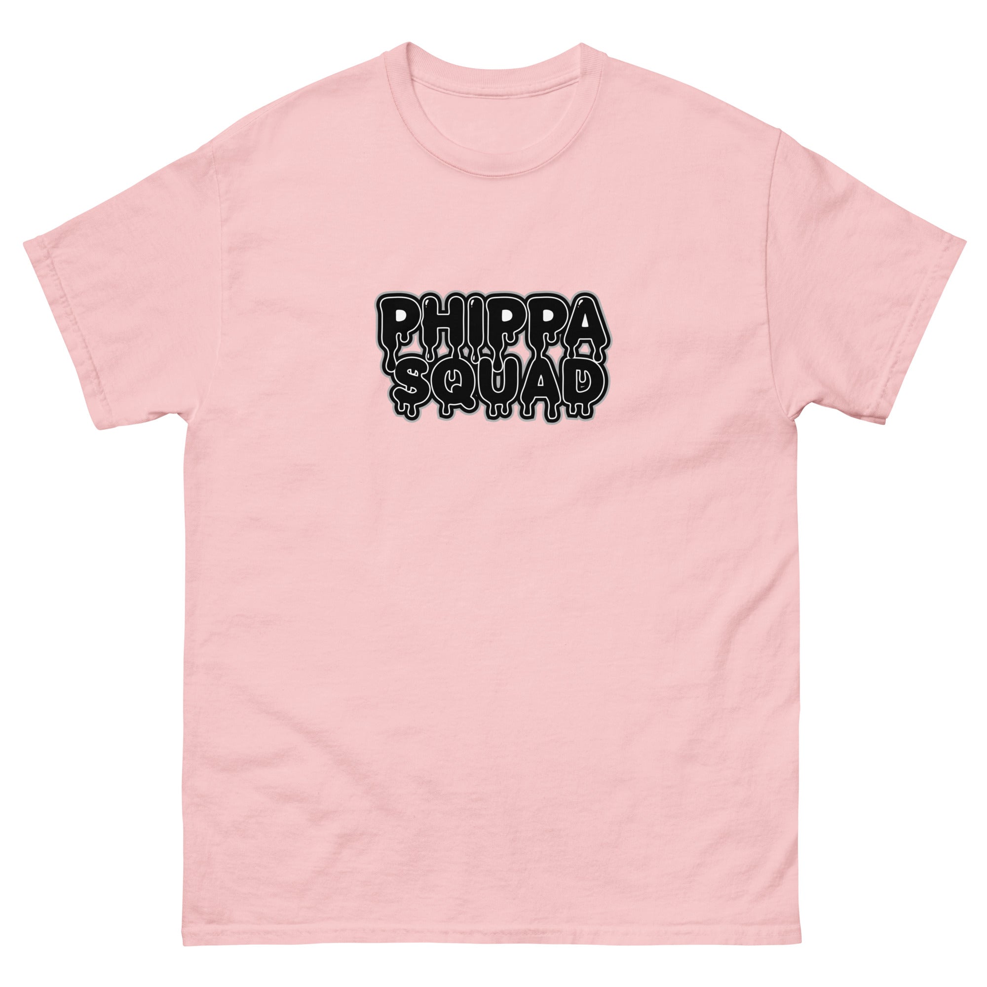Light Pink Phippa Squad classic unisex tee front view, 100% cotton hip hop streetwear