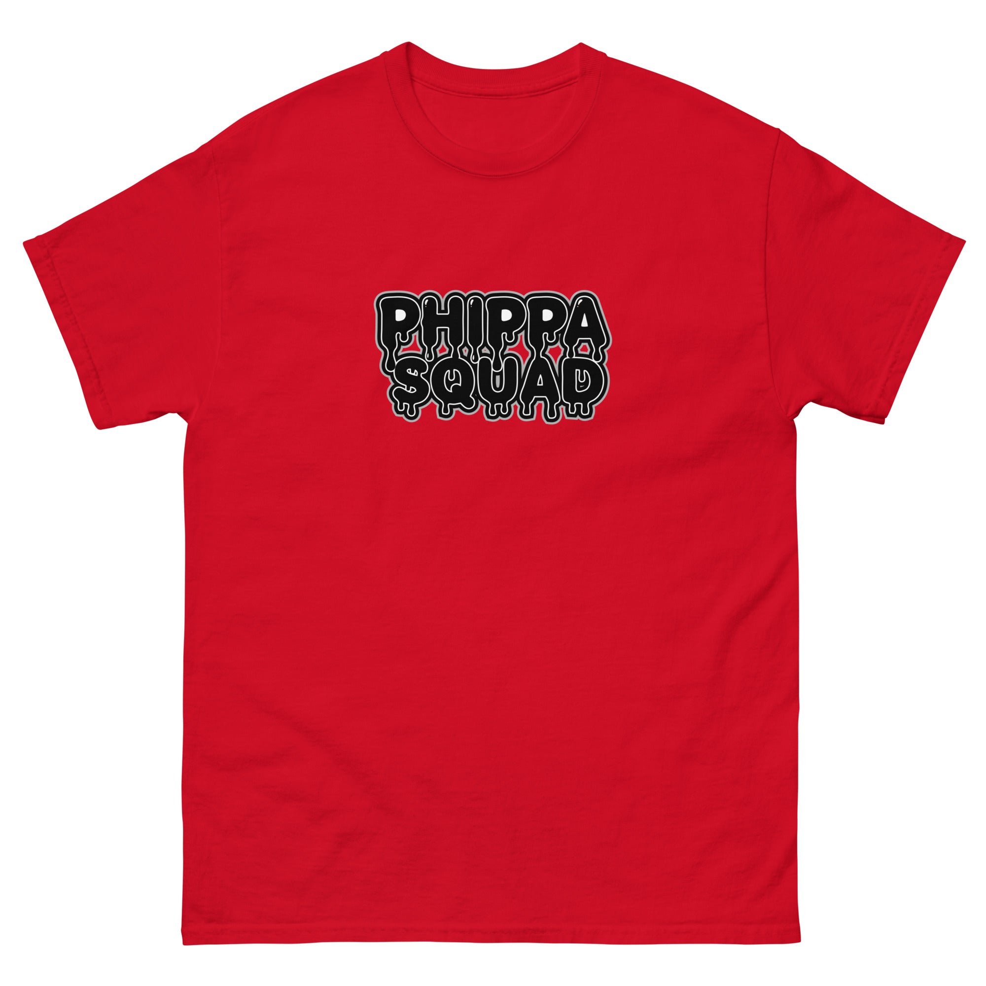 Red Phippa Squad classic unisex tee front view, 100% cotton hip hop streetwear