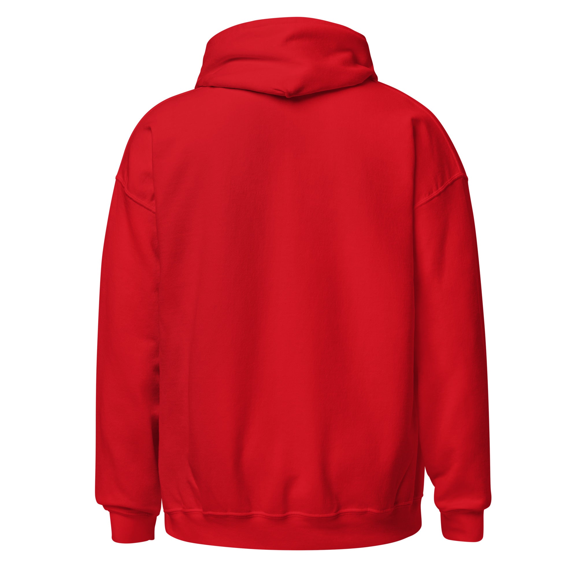 Red Phippa Squad classic hoodie back view, unisex hip hop streetwear